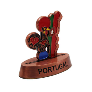 Portugal Emblem and Good Luck Rooster Metal Paper Weight