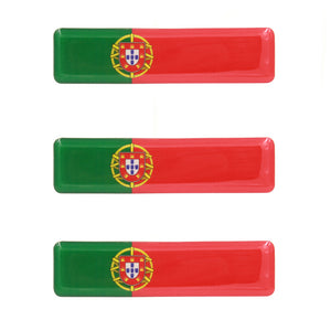 Portuguese Flag Resin Domed 3D Decal Car Sticker, Set of 3