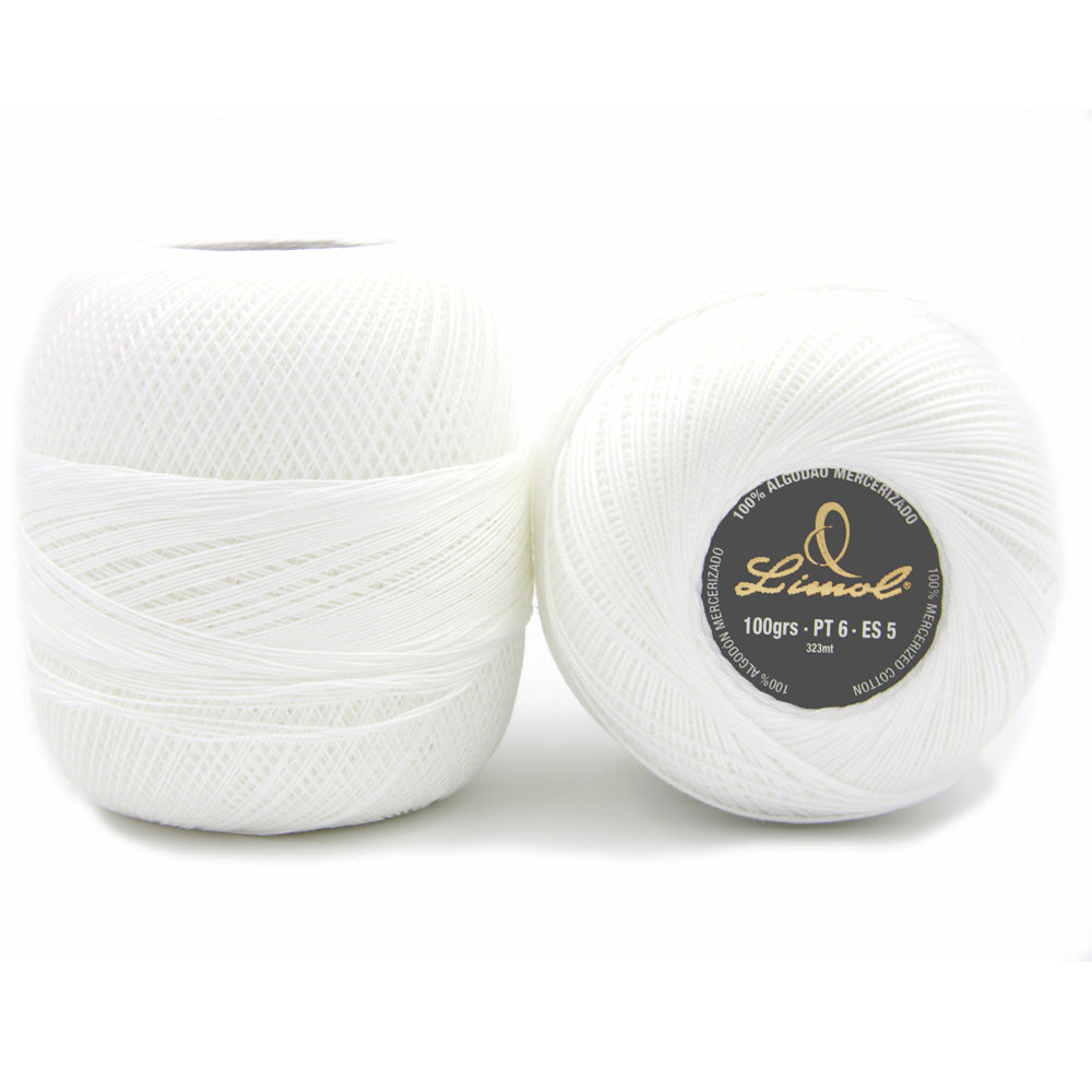 Limol Size 6 White 100 Grs 100% Mercerized Crochet Thread Cotton Ball Set