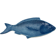 Load image into Gallery viewer, Faiobidos Hand-Painted Ceramic Blue Fish Platter
