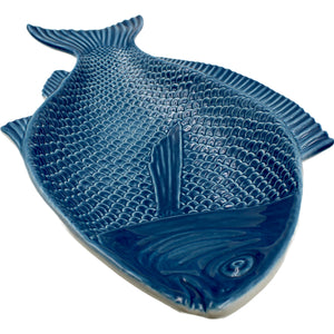 Faiobidos Hand-Painted Ceramic Blue Fish Platter