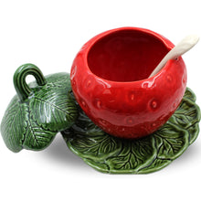 Load image into Gallery viewer, Faiobidos Hand-Painted Ceramic Strawberry Mini Sugar Bowl with Spoon
