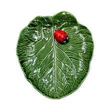 Load image into Gallery viewer, Faiobidos Hand-Painted Ceramic Cabbage Platter with Lady Bug
