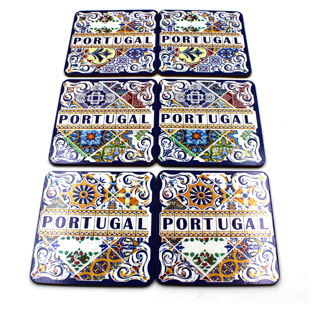 Portuguese Tile Azulejo Themed Coaster Cork Set