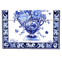 Load image into Gallery viewer, Blue Flowers Portuguese Ceramic Tile Art Wall Panel Mural Decor
