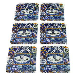 Colored Tiles Azulejo Themed Coaster Set