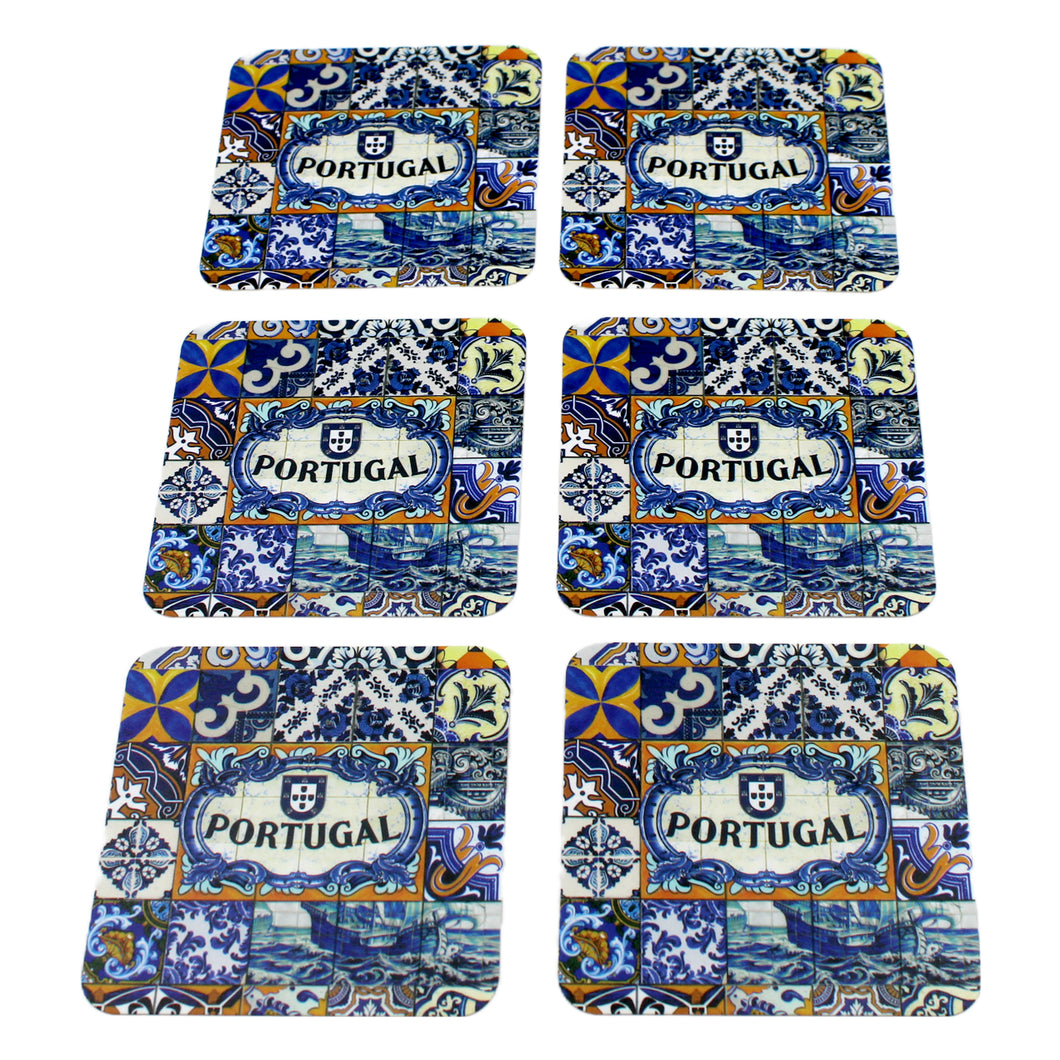 Colored Tiles Azulejo Themed Coaster Set