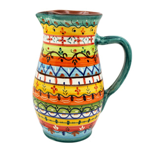 Hand-Painted Portuguese Pottery Clay Terracotta Pitcher