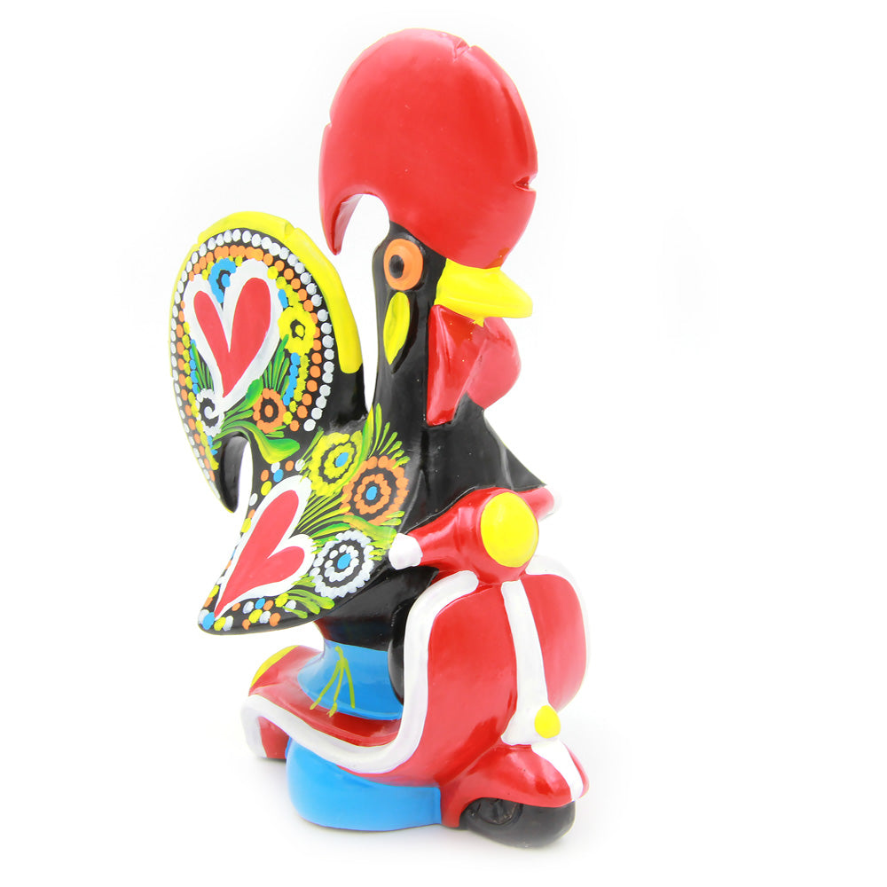 Hand-painted Traditional Portuguese Ceramic Decorative Rooster With Bike