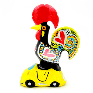 Hand-painted Traditional Portuguese Ceramic Decorative Rooster With Car