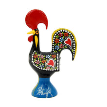 Load image into Gallery viewer, Traditional Portuguese Aluminum Black Good Luck Rooster Galo de Barcelos
