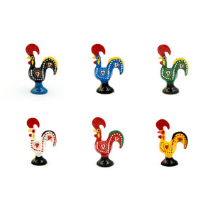 1.5" Traditional Portuguese Aluminum Decorative Good Luck Barcelos Rooster - Set of 6