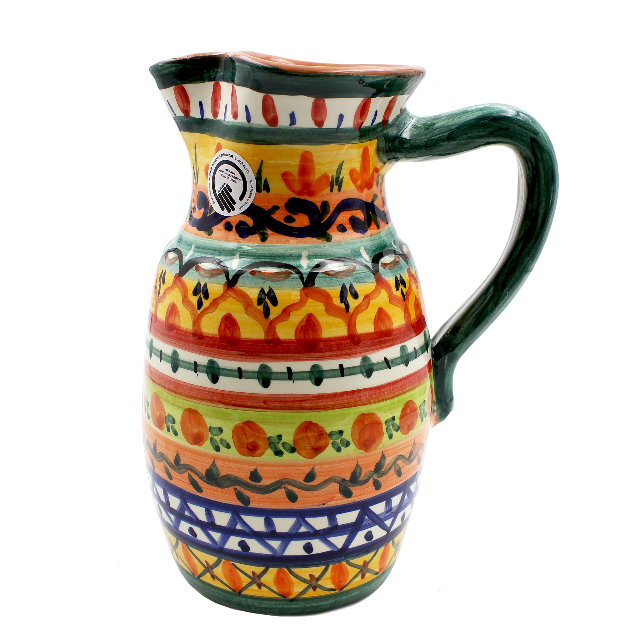 Portuguese Pottery Terracotta Glazed Clay Pitcher