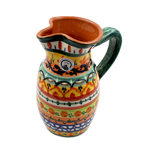 Hand-Painted Portuguese Pottery Clay Terracotta 48 oz. Pitcher