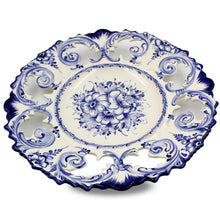 Load image into Gallery viewer, Hand-Painted Traditional Portuguese Ceramic Blue and White Floral Decorative Wall Hanging Plate
