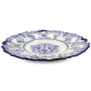 Hand-Painted Traditional Portuguese Ceramic Blue and White Floral Decorative Wall Hanging Plate
