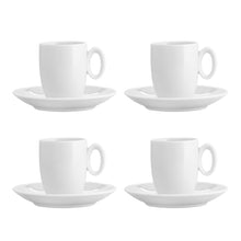 Load image into Gallery viewer, Vista Alegre Broadway White Coffee Cup and Saucer, Set of 4
