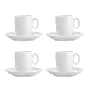 Vista Alegre Broadway White Coffee Cup and Saucer, Set of 4