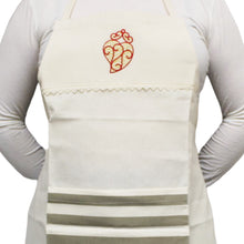 Load image into Gallery viewer, 100% Cotton Viana Heart Red Gold with Ruffles Apron
