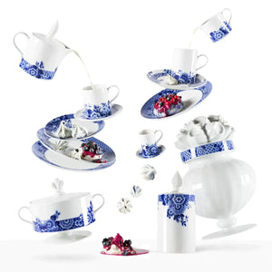 Vista Alegre Blue Ming Tea Cups and Saucers, Set of 4