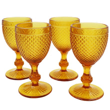 Load image into Gallery viewer, Vista Alegre Bicos Amber Water Goblets, Set of 4
