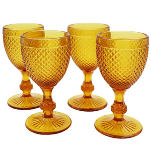 Vista Alegre Bicos Amber Water Goblets, Set of 4