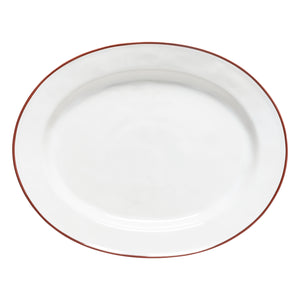 Costa Nova Beja 16" White Red Oval Platter