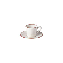 Load image into Gallery viewer, Costa Nova Beja 3 oz. White Red Coffee Cup and Saucer Set
