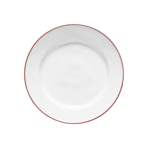 Costa Nova Beja 11" White Red Dinner Plate Set