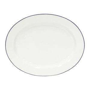 Costa Nova Beja 16" White Blue Oval Platter