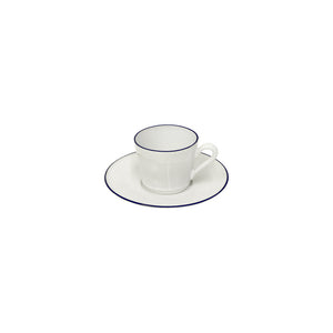 Costa Nova Beja 6 oz. White Blue Tea Cup and Saucer Set