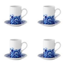 Load image into Gallery viewer, Vista Alegre Porcelain Blue Ming Set of 4 Coffee Cups and Saucers
