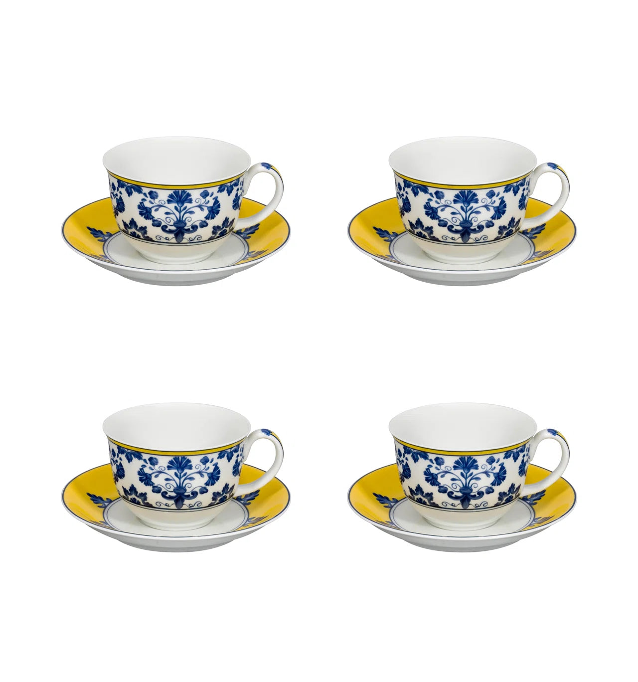 Vista Alegre Castelo Branco Tea Cup & Saucer, Set of 4