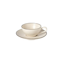 Load image into Gallery viewer, Costa Nova Augusta 7 oz. Natural-Black Tea Cup and Saucer Set
