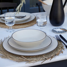 Load image into Gallery viewer, Costa Nova Augusta 11&quot; Natural-Black Dinner Plate Set
