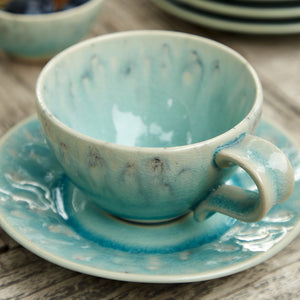 Costa Nova Madeira 8 oz. Blue Tea Cup and Saucer Set