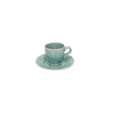 Load image into Gallery viewer, Costa Nova Madeira 3 oz. Blue Coffee Cup and Saucer Set
