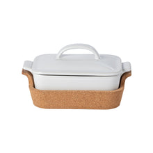 Load image into Gallery viewer, Casafina Ensemble 10&quot; Rectangular White Casserole with Cork Tray
