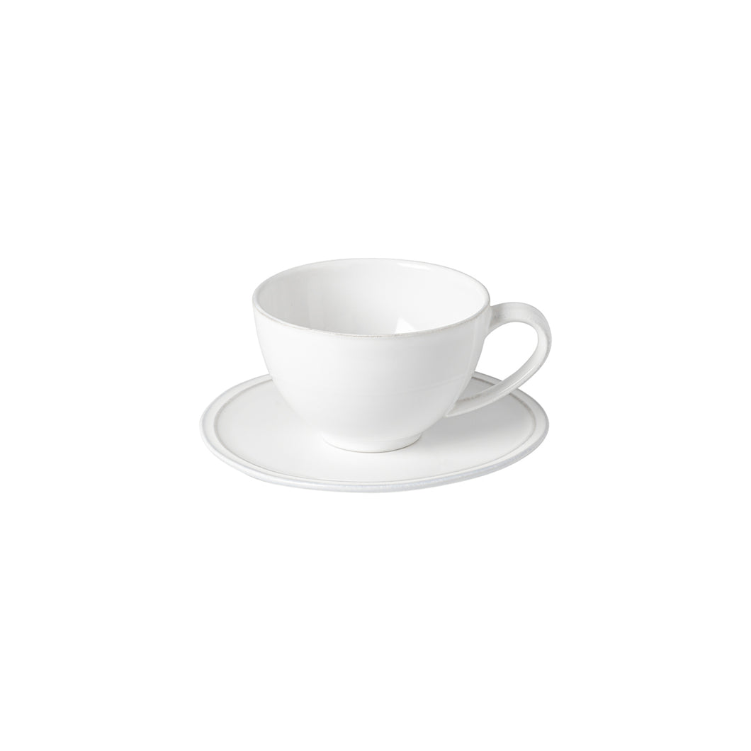 Costa Nova Friso 9 oz. White Tea Cup & Saucer Set