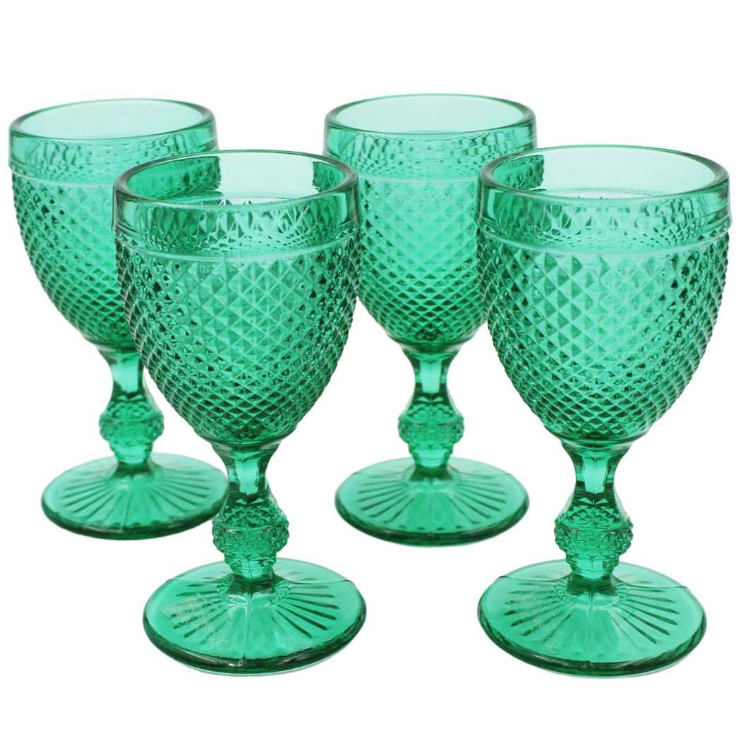 Vista Alegre Bicos Green Cordial Liquor Glasses, Set of 4