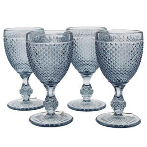 Vista Alegre Bicos Grey Water Goblets, Set of 4