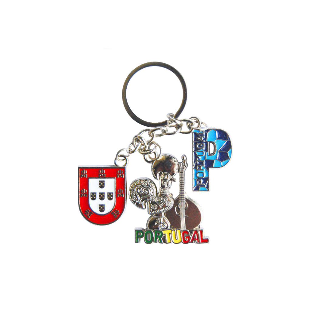 Traditional Portuguese Rooster Metal Keychain