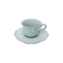 Load image into Gallery viewer, Casafina Impressions 8 oz. Robins Egg Blue Tea Cup and Saucer Set
