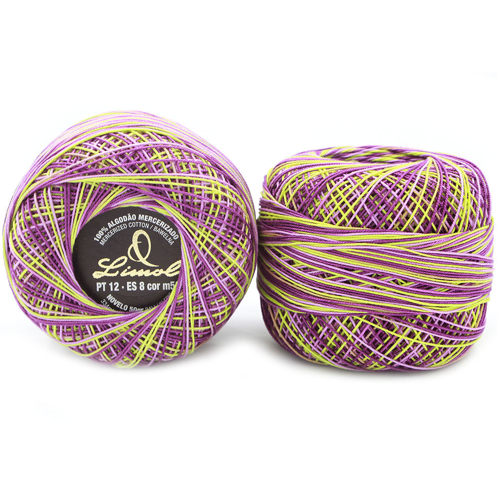 Limol Size 12 Multicolor Tinted 50 Grs 100% Mercerized Crochet Thread Cotton Ball Set