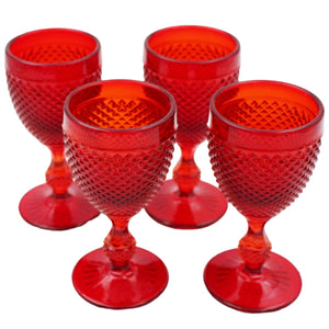 Vista Alegre Bicos Red Cordial Liquor Glasses, Set of 4