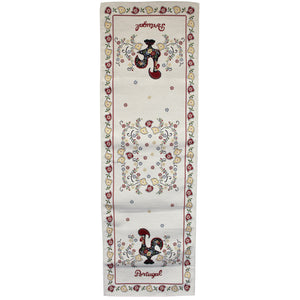 55" Traditional Portuguese Rooster Beige Table Runner