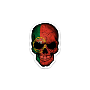Die Cut Skull Sticker With Portuguese Flag, Set of 3