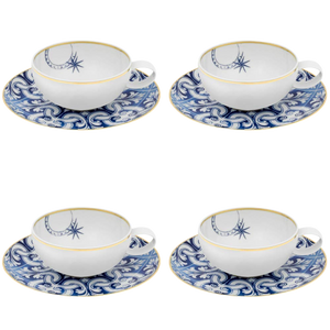 Filigree Set of 4 Tea Cups and Saucers