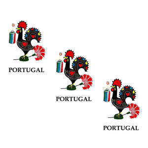 Traditional Portuguese Good Luck Barcelos Rooster Vinyl Sticker, Set of 3