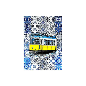 Traditional Portuguese Tiles With Lisbon Tram Vinyl Sticker, Set of 3